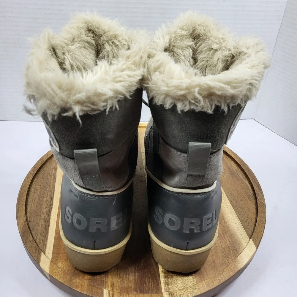 Sorel Tivoli II Women's Winter Snow Boots Waterproof Suede Faux Fur‎ Grey Size 6